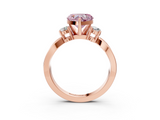 Rose gold Three-Stone Fancy Pink Heart  Cut Diamond Twist Band with Prong Setting_57