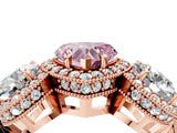 Rose gold Three-Stone Fancy Pink Heart Cut Halo Diamond Milgrain Band with Four-Prong Setting_4