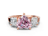 Rose gold Three-Stone Fancy Pink Heart  Cut Solitaire Ring with Prong Setting_3