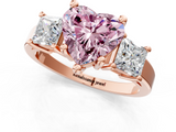Rose gold Three-Stone Fancy Pink Heart  Cut Solitaire Ring with Prong Setting_4