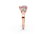 Rose gold Three-Stone Fancy Pink Heart  Cut Solitaire Ring with Prong Setting_5