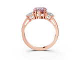 Rose gold Three-Stone Fancy Pink Heart  Cut Solitaire Ring with Prong Setting_6