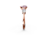 Rose gold Three-Stone Fancy Pink Heart  Diamond Ring with Pear Side Stones in Four-Prong Setting_66