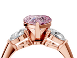 Rose gold Three-Stone Fancy Pink Heart  Diamond Ring with Pear Side Stones in Four-Prong Setting_68