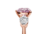 Rose gold Three-Stone Fancy Pink Heart  Diamond Ring with Pear Side Stones in Four-Prong Setting_69