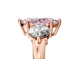 Rose gold Three-Stone Fancy Pink Marquise  Brilliant Cut Solitaire Ring with Prong Setting on a Classic Band