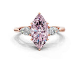 Rose gold Three-Stone Fancy Pink Marquise Cut Brilliant Diamond Solitaire Ring with Tapered Band and Four-Prong Setting_3