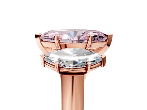 Rose gold Three-Stone Fancy Pink Marquise Cut Brilliant Diamond Trellis Ring with Comfort Fit Band_5
