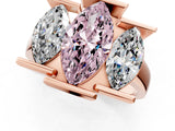 Rose gold Three Stone Fancy Pink Marquise Cut Cut Channel Set Diamond Ring_1