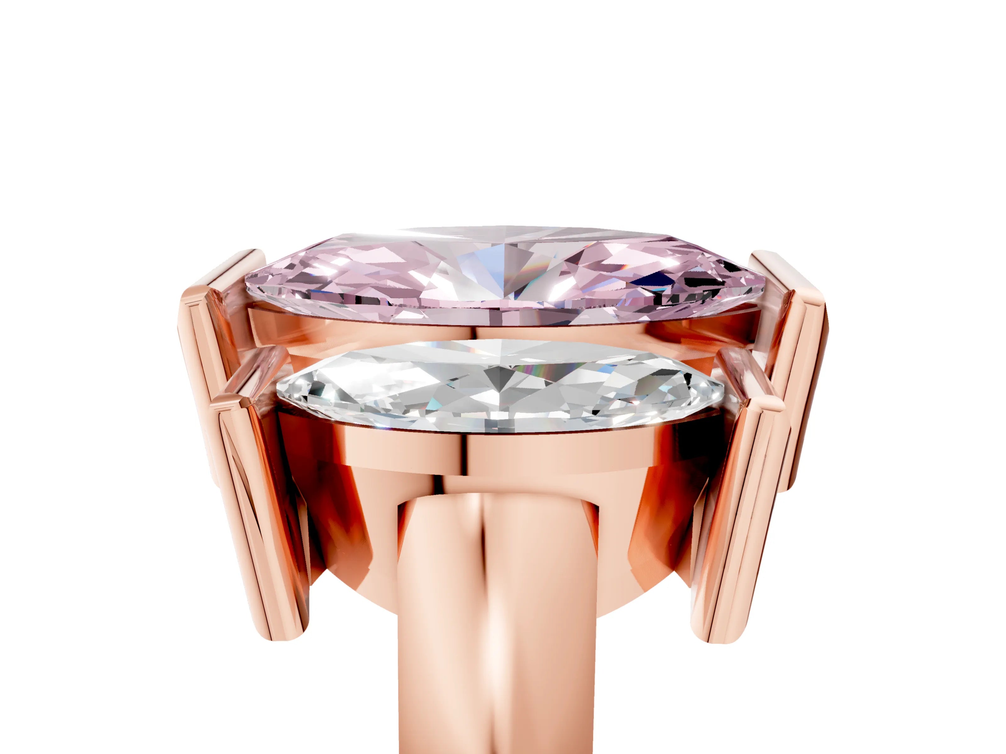 Rose gold Three Stone Fancy Pink Marquise Cut Cut Channel Set Diamond Ring_5