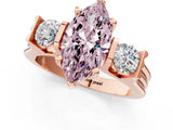 Rose gold Three-Stone Fancy Pink Marquise Cut Cut Classic Band Prong Setting Ring_1
