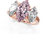 Rose gold Three-Stone Fancy Pink Marquise Cut Cut Diamond Engagement Ring with Flat Band and Four-Prong Setting_13