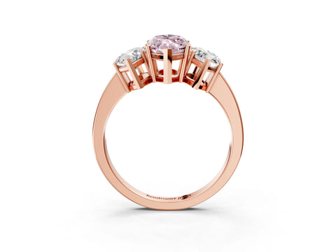 Rose gold Three-Stone Fancy Pink Marquise Cut Cut Diamond Engagement Ring with Flat Band and Four-Prong Setting_15