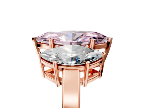 Rose gold Three-Stone Fancy Pink Marquise Cut Cut Diamond Engagement Ring with Flat Band and Four-Prong Setting_5