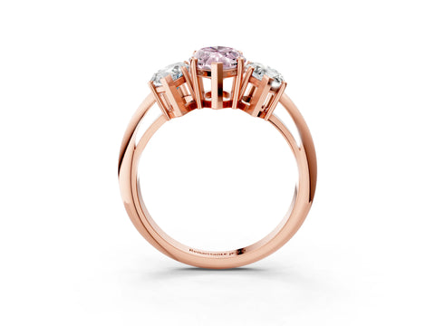 Rose gold Three-Stone Fancy Pink Marquise Cut Cut Diamond Engagement Ring with Prong Setting on a White Gold Band_3