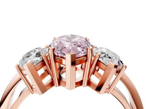 Rose gold Three-Stone Fancy Pink Marquise Cut Cut Diamond Engagement Ring with Prong Setting on a White Gold Band_40