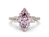 Rose gold Three-Stone Fancy Pink Marquise Cut Cut Diamond Pavé Band with Prong Setting_15