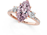 Rose gold Three-Stone Fancy Pink Marquise Cut Cut Diamond Pavé Band with Prong Setting_16