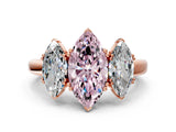 Rose gold Three-Stone Fancy Pink Marquise Cut Cut Diamond Ring with Channel Set Band and Four-Prong Setting_24