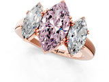Rose gold Three-Stone Fancy Pink Marquise Cut Cut Diamond Ring with Channel Set Band and Four-Prong Setting_25