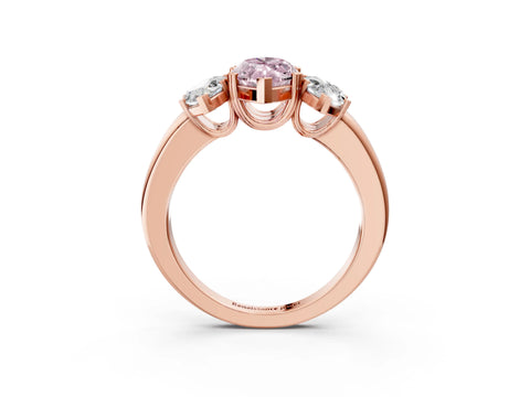 Rose gold Three-Stone Fancy Pink Marquise Cut Cut Diamond Ring with Channel Set Band and Four-Prong Setting_3