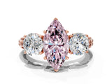Rose gold Three-Stone Fancy Pink Marquise Cut Cut Diamond Ring with Channel-Set Band and Prong Setting