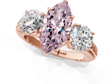 Rose gold Three-Stone Fancy Pink Marquise Cut Cut Diamond Ring with Channel-Set Band and Prong Setting_1