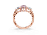 Rose gold Three-Stone Fancy Pink Marquise Cut Cut Diamond Ring with Channel-Set Band and Prong Setting_3