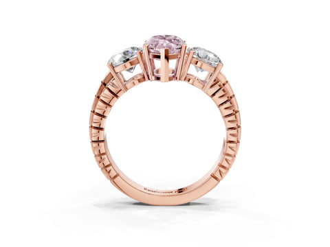 Rose gold Three-Stone Fancy Pink Marquise Cut Cut Diamond Ring with Channel-Set Band and Prong Setting_3
