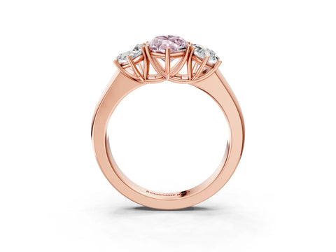 Rose gold Three-Stone Fancy Pink Marquise Cut Cut Diamond Ring with Prong Setting and Classic Band_3