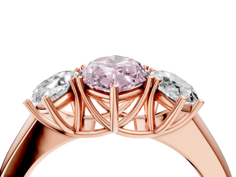Rose gold Three-Stone Fancy Pink Marquise Cut Cut Diamond Ring with Prong Setting and Classic Band_4