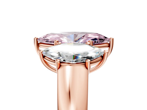 Rose gold Three-Stone Fancy Pink Marquise Cut Cut Diamond Ring with Prong Setting and Classic Band_5