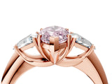 Rose gold Three-Stone Fancy Pink Marquise Cut Cut Diamond Ring with Trillion Side Stones and Four-Prong Setting_7