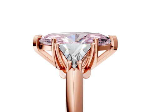 Rose gold Three-Stone Fancy Pink Marquise Cut Cut Diamond Ring with Trillion Side Stones and Four-Prong Setting_8