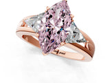 Rose gold Three-Stone Fancy Pink Marquise Cut Cut Diamond Ring with Trillion Side Stones on a Split Shank Band_1