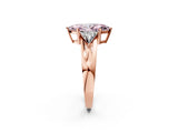 Rose gold Three-Stone Fancy Pink Marquise Cut Cut Diamond Ring with Trillion Side Stones on a Split Shank Band_2