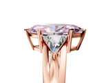 Rose gold Three-Stone Fancy Pink Marquise Cut Cut Diamond Ring with Trillion Side Stones on a Split Shank Band_5