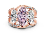 Rose gold Three-Stone Fancy Pink Marquise Cut Cut Diamond Split Shank Prong Set Ring