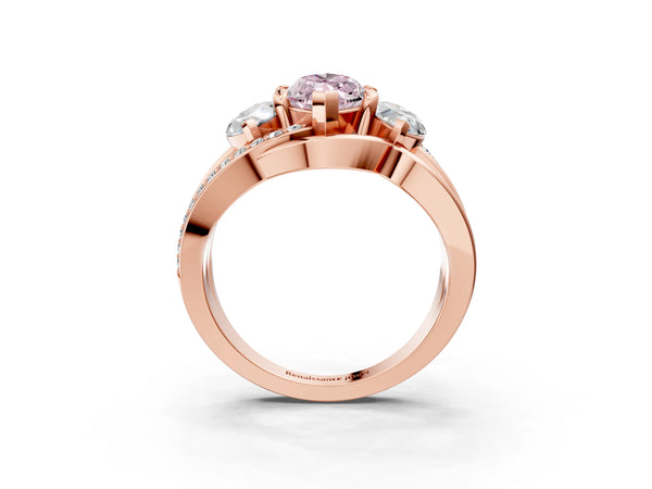 Rose gold Three-Stone Fancy Pink Marquise Cut Cut Diamond Split Shank Prong Set Ring