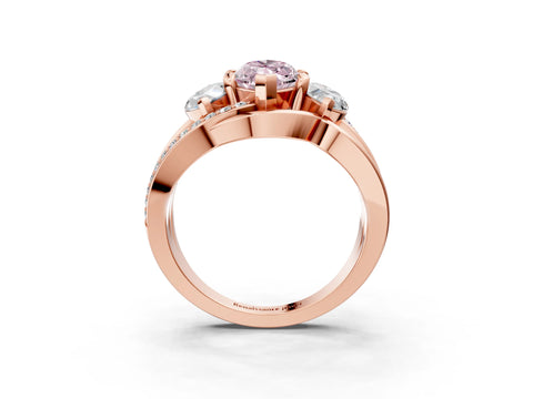 Rose gold Three-Stone Fancy Pink Marquise Cut Cut Diamond Split Shank Prong Set Ring_3