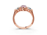 Rose gold Three-Stone Fancy Pink Marquise Cut Cut Milgrain Band Prong Setting Ring_3