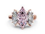 Rose gold Three-Stone Fancy Pink Marquise Cut Cut Solitaire Ring with Classic Prong Setting