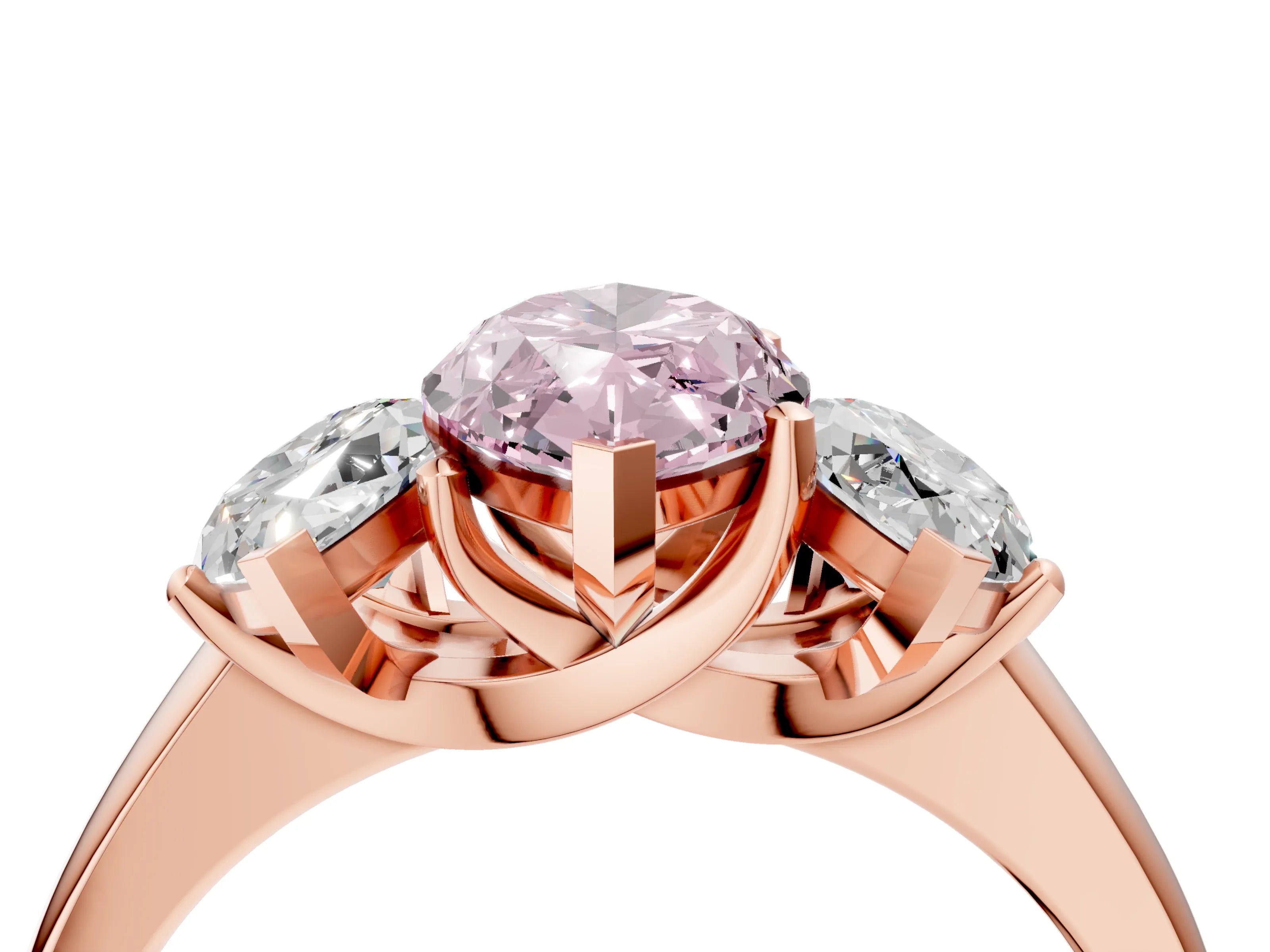 Rose gold Three-Stone Fancy Pink Marquise Cut Cut Solitaire Ring with Classic Prong Setting_4