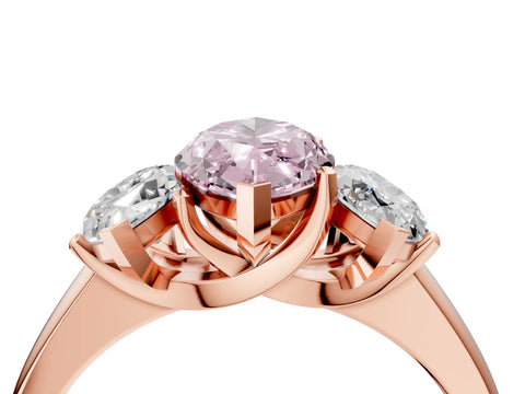 Rose gold Three-Stone Fancy Pink Marquise Cut Cut Solitaire Ring with Classic Prong Setting_4