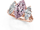 Rose gold Three-Stone Fancy Pink Marquise Cut Diamond Braided Band Ring with Four-Prong Setting_41