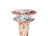 Rose gold Three-Stone Fancy Pink Marquise Cut Diamond Braided Band Ring with Four-Prong Setting_45