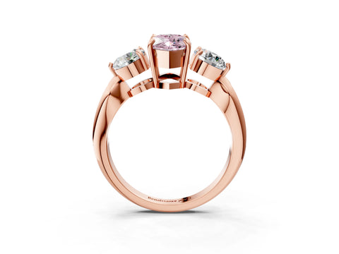 Rose gold Three-Stone Fancy Pink Marquise Cut Diamond Channel Set Engagement Ring with Prong Setting_15
