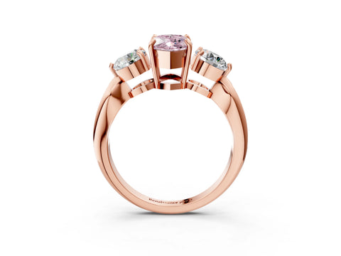 Rose gold Three-Stone Fancy Pink Marquise Cut Diamond Channel Set Engagement Ring with Prong Setting_3