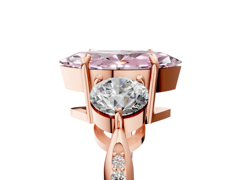 Rose gold Three-Stone Fancy Pink Marquise Cut Diamond Channel Set Engagement Ring with Prong Setting_5