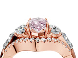 Rose gold Three-Stone Fancy Pink Marquise Cut Diamond Engagement Ring with Pave Band and Prong Setting_4